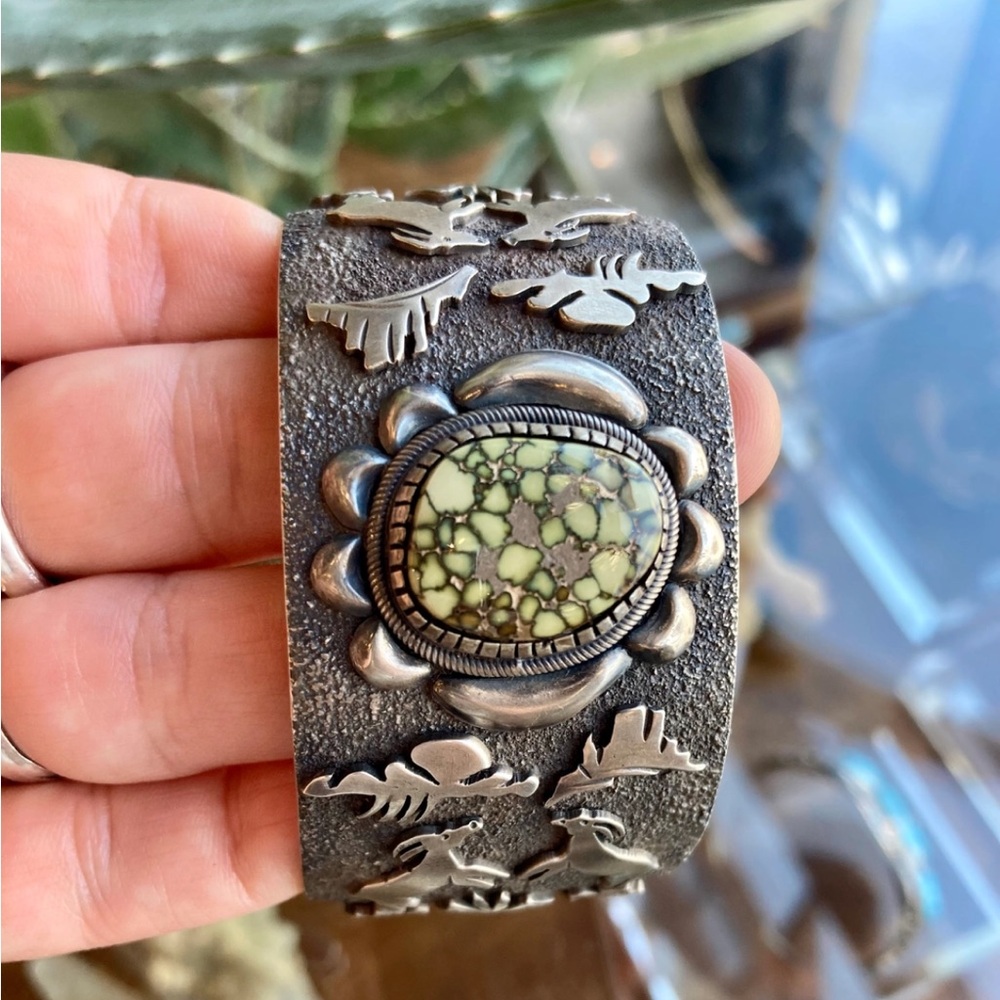 Lorenzo Juan Sterling Silver Native Cuff Bracelet